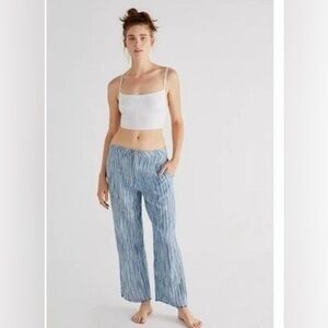 Free People Marta Yarn Blue & White Stripe Dyed Trouser Pants 4